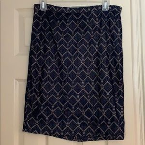 Navy and nude pencil skirt